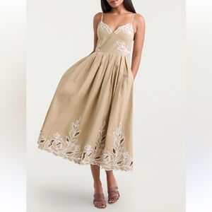 Cinq A Sept Trailing Peonies Midi Dress